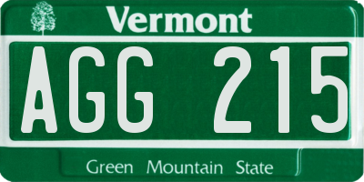 VT license plate AGG215