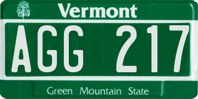 VT license plate AGG217