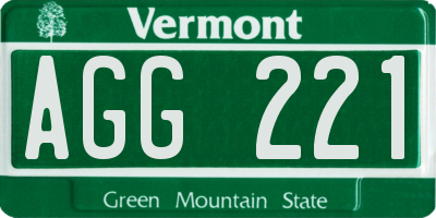 VT license plate AGG221