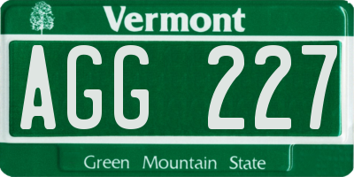 VT license plate AGG227
