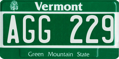 VT license plate AGG229
