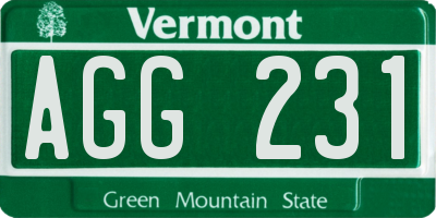 VT license plate AGG231