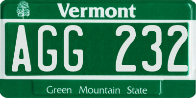 VT license plate AGG232