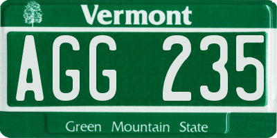 VT license plate AGG235