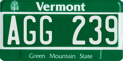 VT license plate AGG239