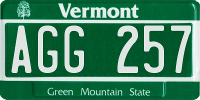 VT license plate AGG257
