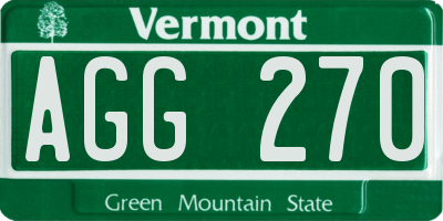 VT license plate AGG270