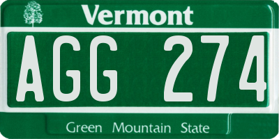 VT license plate AGG274