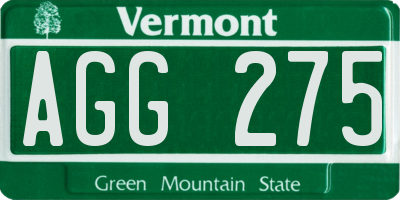VT license plate AGG275