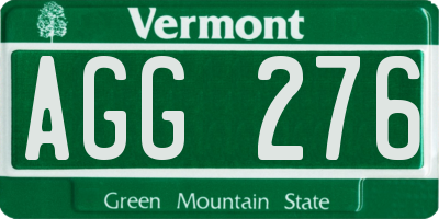 VT license plate AGG276