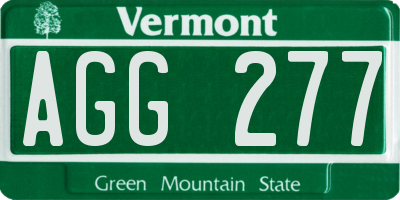 VT license plate AGG277