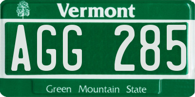 VT license plate AGG285