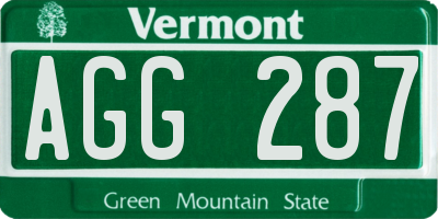 VT license plate AGG287