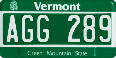 VT license plate AGG289
