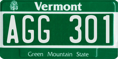 VT license plate AGG301