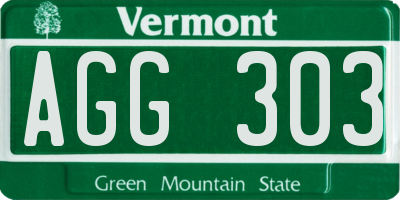 VT license plate AGG303