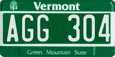 VT license plate AGG304