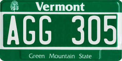 VT license plate AGG305