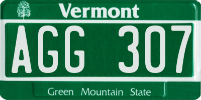 VT license plate AGG307