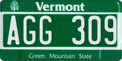 VT license plate AGG309