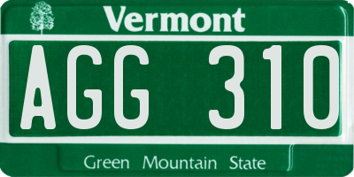 VT license plate AGG310