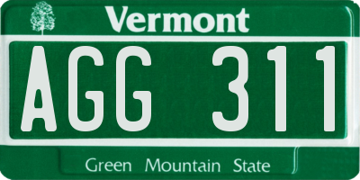 VT license plate AGG311