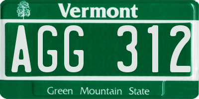 VT license plate AGG312