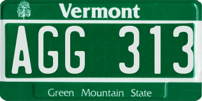 VT license plate AGG313