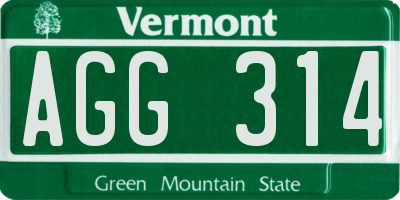VT license plate AGG314