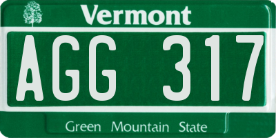 VT license plate AGG317