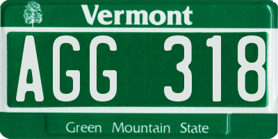 VT license plate AGG318