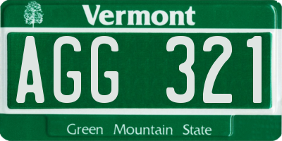 VT license plate AGG321