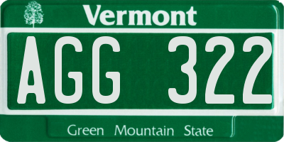 VT license plate AGG322