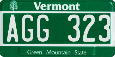 VT license plate AGG323