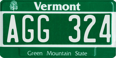VT license plate AGG324