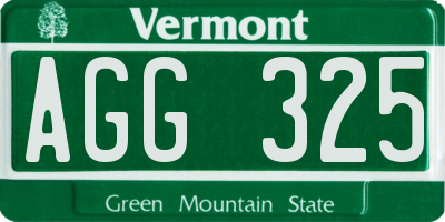 VT license plate AGG325
