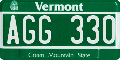 VT license plate AGG330