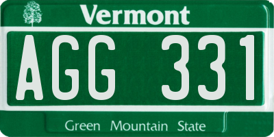 VT license plate AGG331