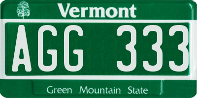 VT license plate AGG333