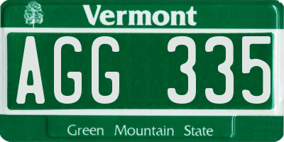 VT license plate AGG335