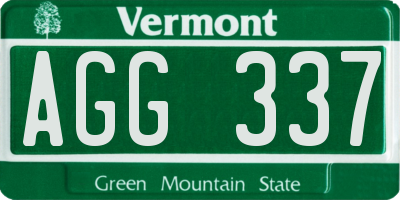 VT license plate AGG337