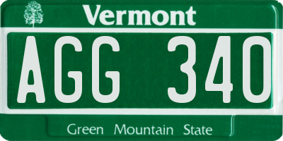 VT license plate AGG340