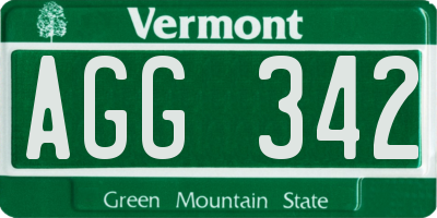 VT license plate AGG342