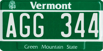 VT license plate AGG344