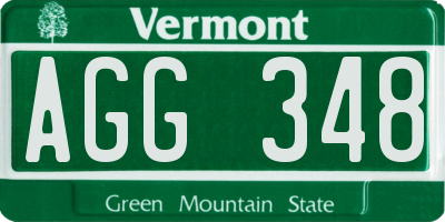 VT license plate AGG348