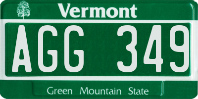 VT license plate AGG349