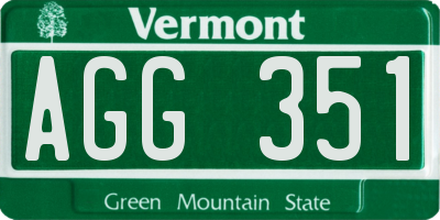 VT license plate AGG351