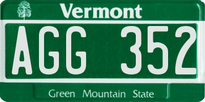 VT license plate AGG352