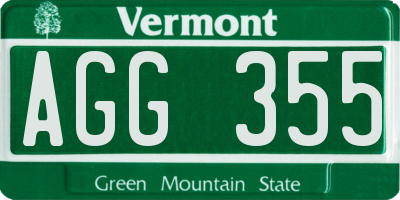 VT license plate AGG355