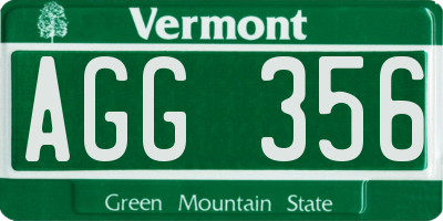 VT license plate AGG356